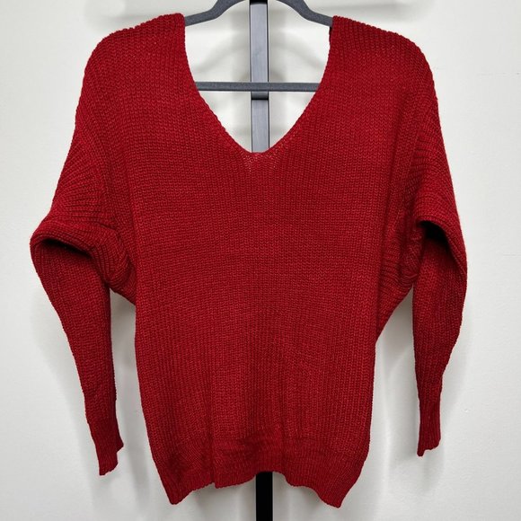 NWOT - Red Twist Back Sweater - Backless - Off Shoulder - Medium - 4/6 - Crimson - Picture 10 of 12